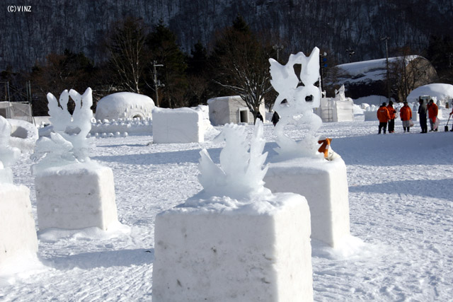 雪景色 冬 青森 十和田湖冬物語 雪祭り 冬祭り 「氷のオブジェ」 